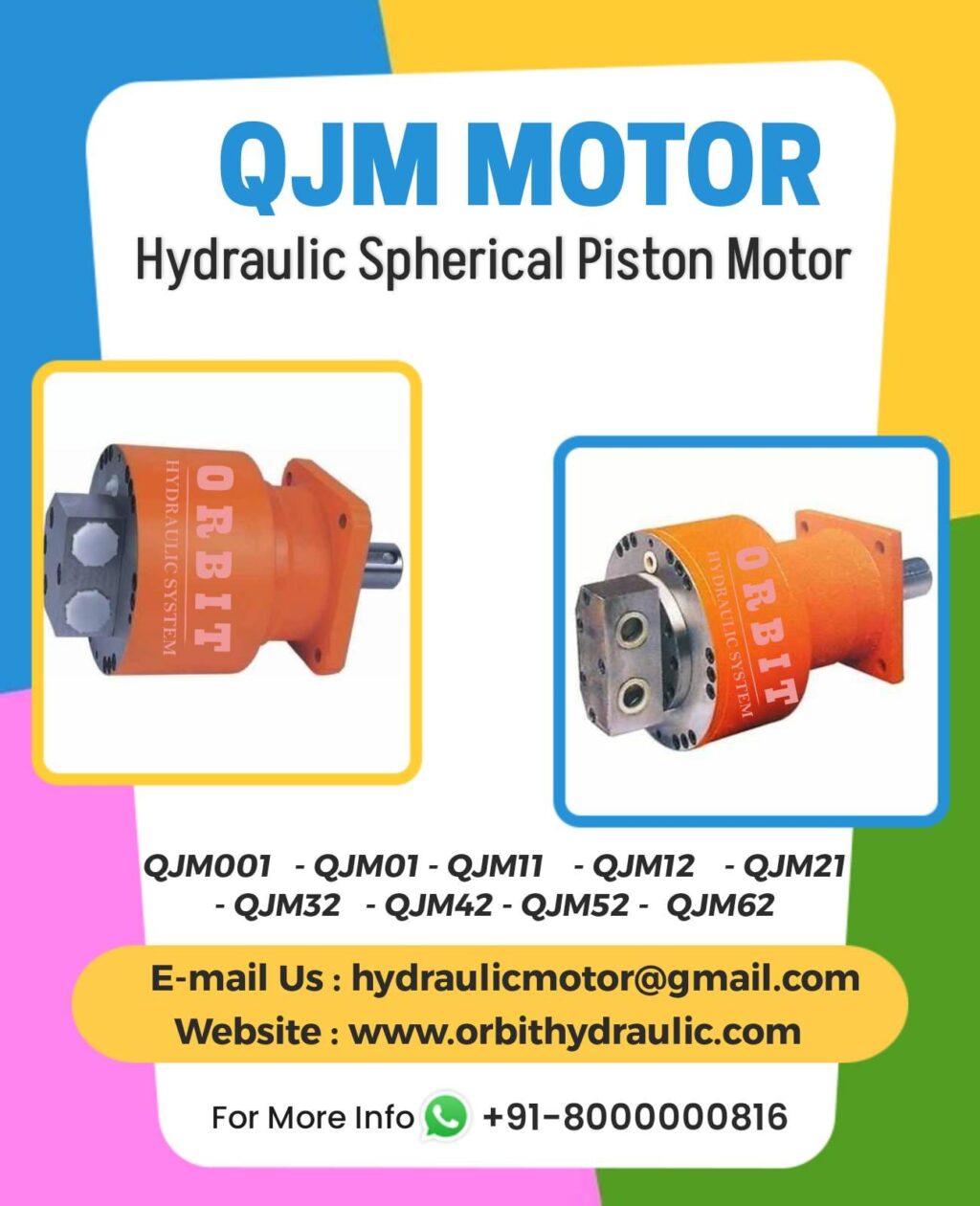 QJM Spherical Piston Hydraulic Motor Manufacturer in Ahmedabad Mumbai Pune Chennai Bangalore Hyderabad Delhi Nashik Kolkata Nagpur Coimbatore India